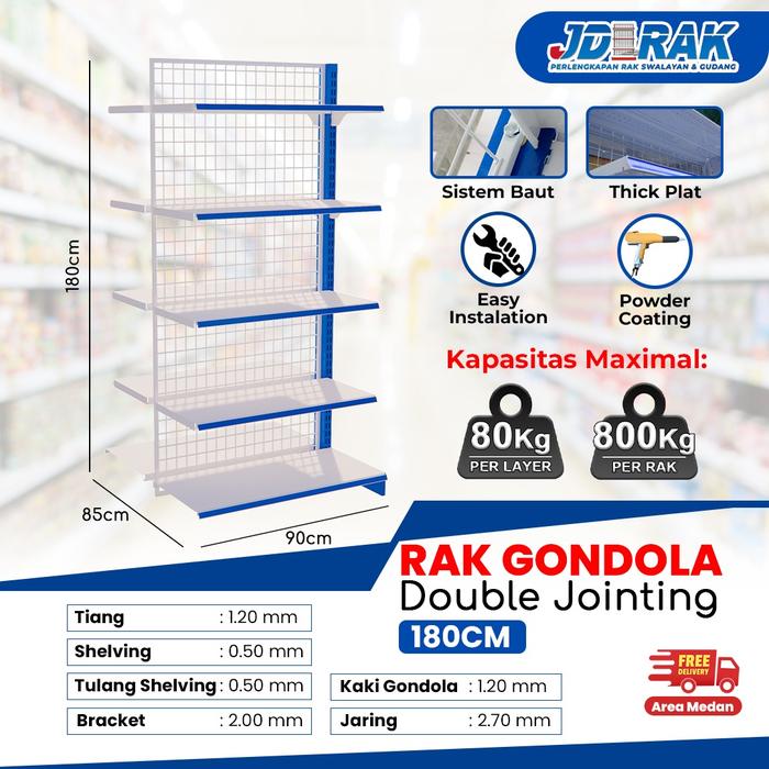Gambar RAK MINIMARKET / GONDOLA / SWALAYAN DOUBLE UKURAN 120/150/180/200 - JOINTING BLUE, 150CM dari Jd Rak Swalayan undefined Tokopedia