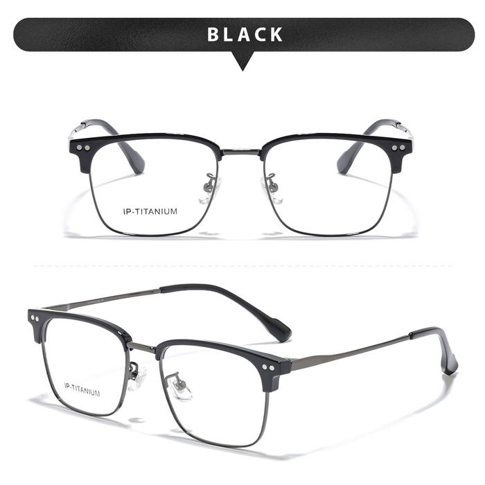 Gambar Grey Jack Kacamata Frame Bahan Titanium Model Kotak Stylish Pria Wanita Style Bisnis Keren Bisa Minus 95052 - BLACK, FRAME SAJA dari Grey Jack Eyewear undefined Tokopedia