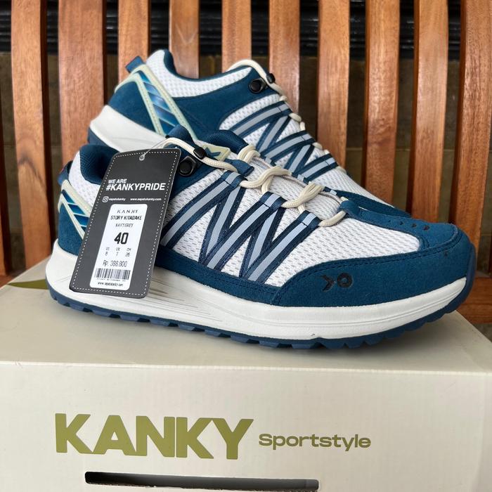 Gambar SEPATU KANKY KITADAKE BIRU SPORT CASUAL GUNUNG RUNNING  SNEAKERS TRAIL - NAVY / GREY, 40 dari alee id undefined Tokopedia