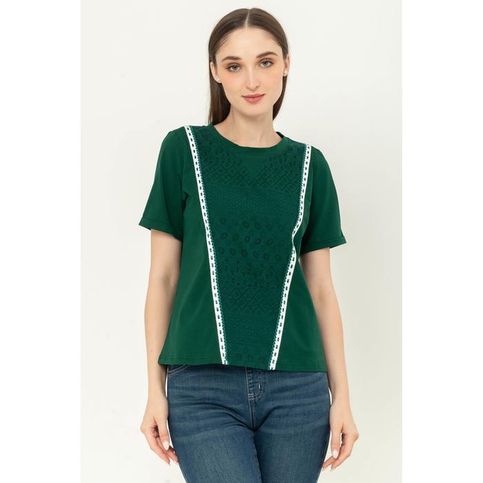 Gambar *Ready Stok* SISTER'S - Atasan Brukat Kombi Kaos 7492 (CAP) - Hijau, M dari Sisters Fashion Group undefined Tokopedia