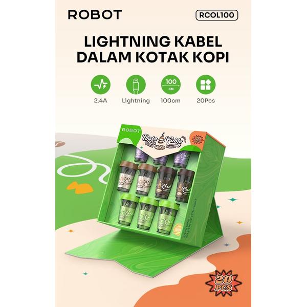 Gambar ROBOT RCOM100 Micro USB 2.4A | RCOC100 Type-C USB-C 3A | RCOL100 Lightning 2.4 | Coffee Cup Kabel Data Cable Braided 1M / Pcs - RCOL100 IPHONE, Ungu dari Vivan.Accesories undefined Tokopedia