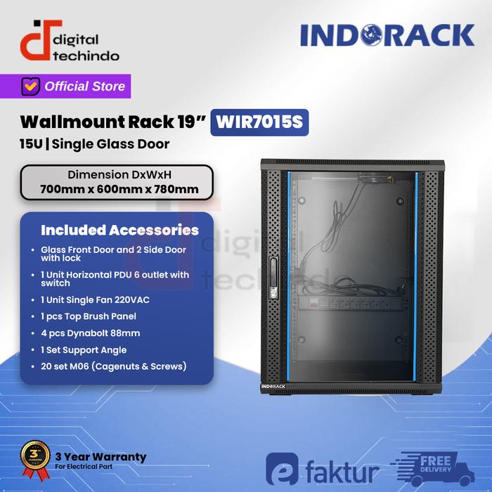 Gambar WIR7015S Wallmount Rack 15U INDORACK Depth 700mm Glass Door Rak Server dari Digital Techindo undefined Tokopedia