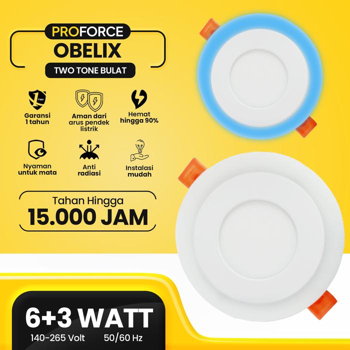 Gambar Lampu Panel Downlight Led 2 Warna Bulat Proforce Obelix Two Tone - 6 + 3 Watt dari Proforce Indonesia undefined Tokopedia