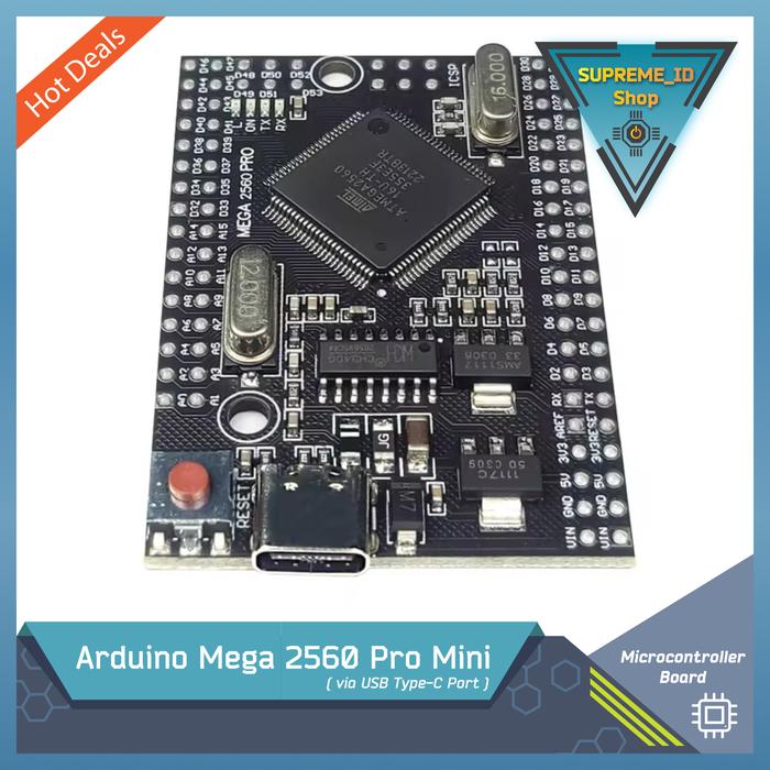 Gambar Arduino Mega ATmega2560 R3 Pro Mini ATmega2560-16AU USB CH340G ATmega Multi GPIO Microcontroller Processor - via USB Type-C dari Supreme ID undefined Tokopedia