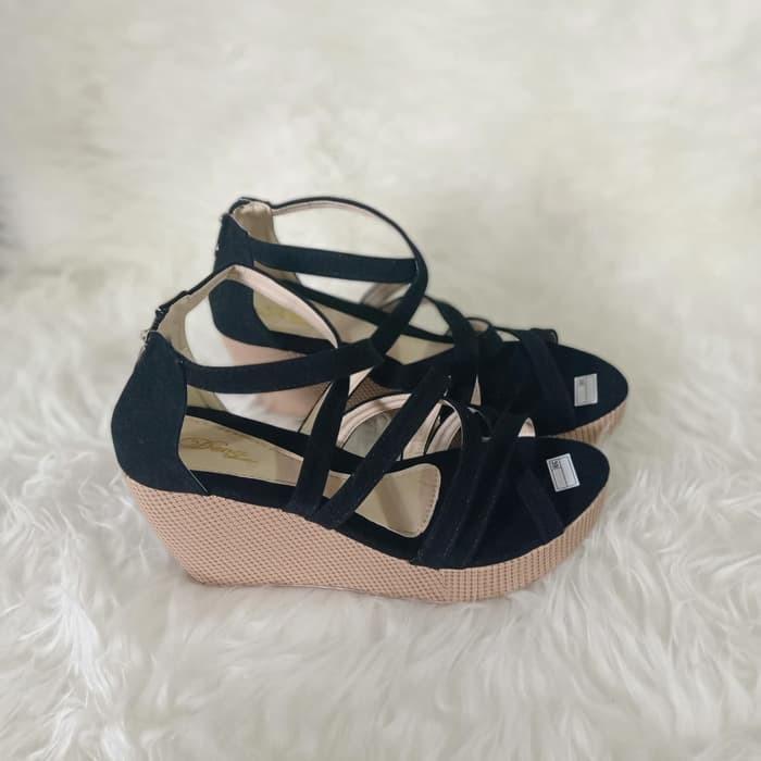 Gambar Sandal wedges wanita untuk kondangan terlaris temurah bagus SANDAL KS07-BG-966 - Hitam, 36 dari INSFASTORE undefined Tokopedia