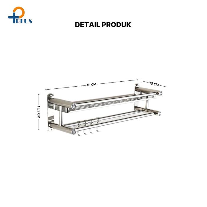 Gambar PROMO [ Pplus ] Rak Kamar Mandi Stainless Gantungan handuk Model Tanpa Mesin bor SUS304 + LEM super kuat / Rak Handuk Gantungan Dinding Stainless Steel 2 Tingkat/Rak Handuk Rak Serbaguna 3 Tingkat Griya andalas - 1 SUSUN + Lem dari griya andalas undefined Tokopedia