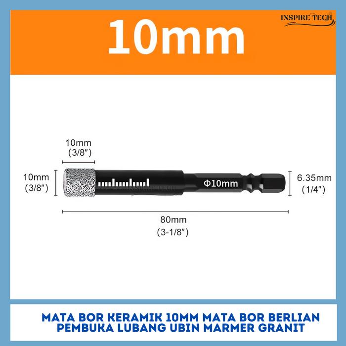Gambar Mata Bor Diamond Holesaw Drill Bit 10mm Hexagonal Dry Drill bit Pelubang keramik Kaca Akrilik Granit Marmer dari inspiretech undefined Tokopedia