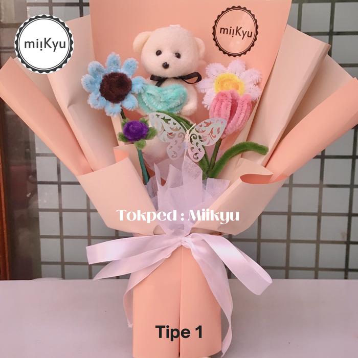 Gambar Buket Bunga Kawat Bulu /Buket Bunga Wisuda - Boneka dari Miikyu undefined Tokopedia