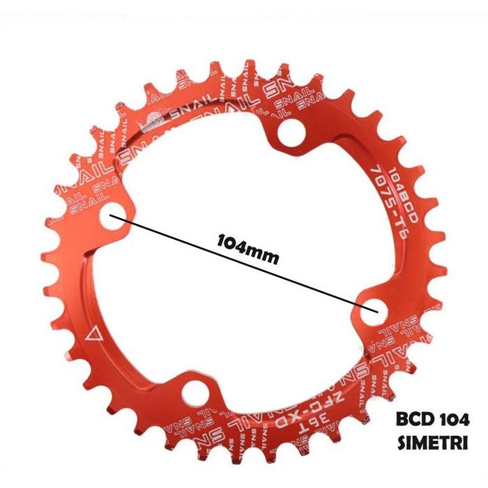 Gambar Snail Single Chainring BCD 104 Simetri Crank Alivio Prowheel IXF - Merah, 32T dari Adi Bike and Aksesories TK undefined Tokopedia