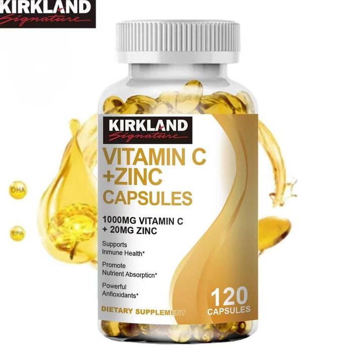 Gambar KIRKLAND Vitamin C 1000mg with Zinc 20mg Capsules for Supports Cellular Energy Production and Collagen Formation, Immune System Support Untuk Mendukung Produksi Energi Seluler Dan Pembentukan Kolagen, Dukungan Sistem Kekebalan Tubuh 120pcs - 1 Bottle/120pcs dari MOMON.COM undefined Tokopedia