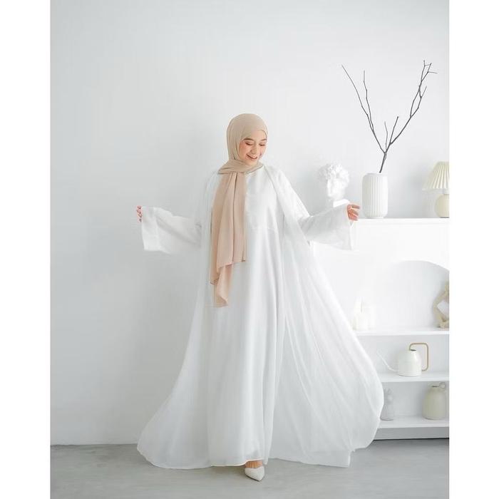 Gambar Almira Luxe Abaya Set 3in1 – Gamis Ceruty Premium Abaya Turki Baju Muslim Setelan Syari Wanita Busui Friendly untuk Lebaran 2025 Dress Outer Lembut Mewah Dewasa Remaja Cantik Simple Basic Zipper - Putih, S dari Keanishop New undefined Tokopedia
