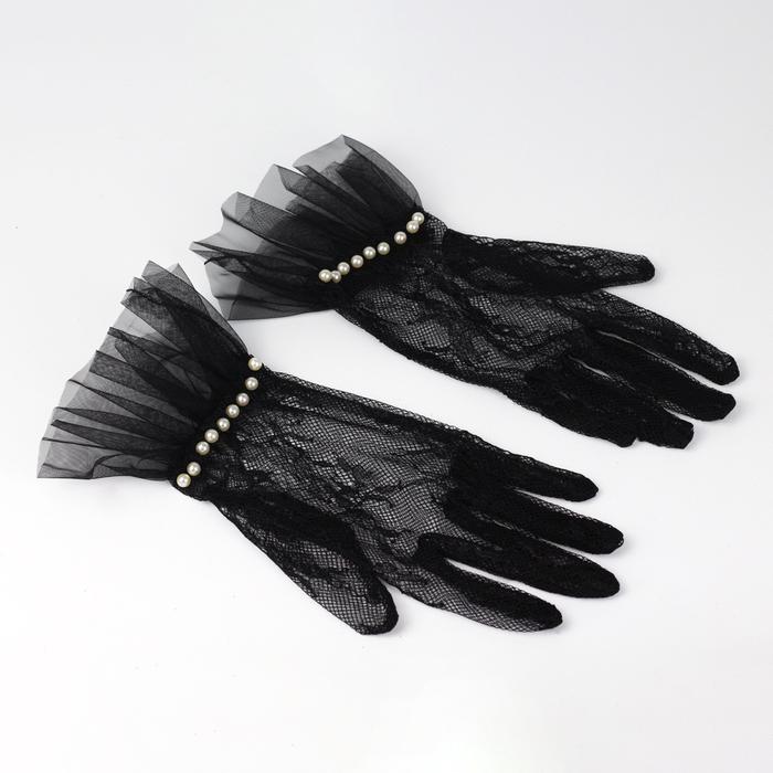 Gambar 【Ls】Pearl Flower Motif Lace Women's Gloves 8942 - Black dari 99koutlet undefined Tokopedia