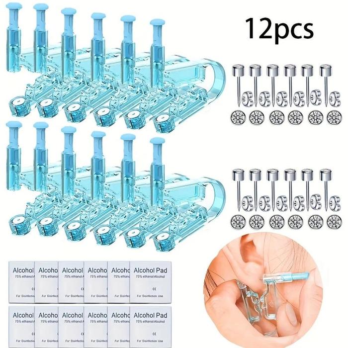 Gambar IMPORT 12PCS DISPOSABLE EAR PIERCING GUN KIT NO INFLAMMATION HEALTHY SAFETY EARRING NOSE PIERCER TOOL MACHINE STERILE BODY JEWELRY - 12Pcs, CHINA dari agajajawa undefined Tokopedia
