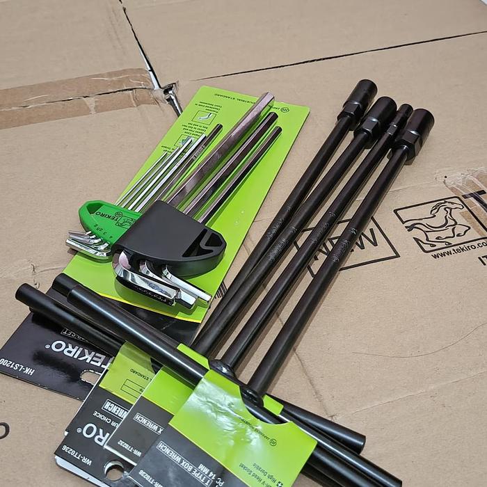 Gambar READY !!! ADA TEKIRO Paket Lengkap Tools Kunci T 4pcs 8-10-12-14mm + Kunci L Set 8pcs + Tang Kombinasi 7 inci + Obeng Gagang Karet Hijau ( + ) 2 X 150 Mm - KUNCI T+KUNCI L dari PROTEKNO ID undefined Tokopedia