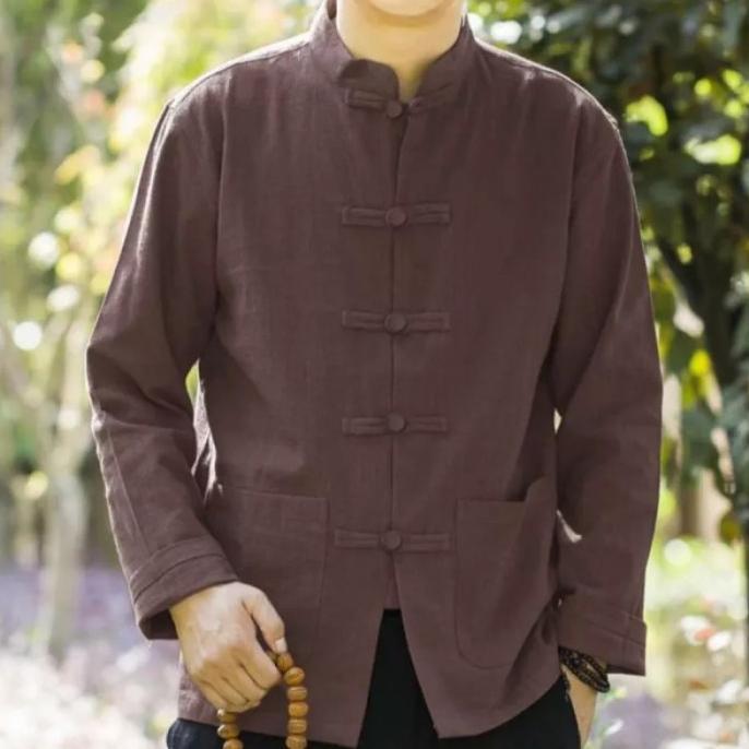 Gambar Baju Koko Pria Muslim IP MAN Katun Premium Lengan Panjang M - XXXL - Cokelat, XL dari delima stores undefined Tokopedia