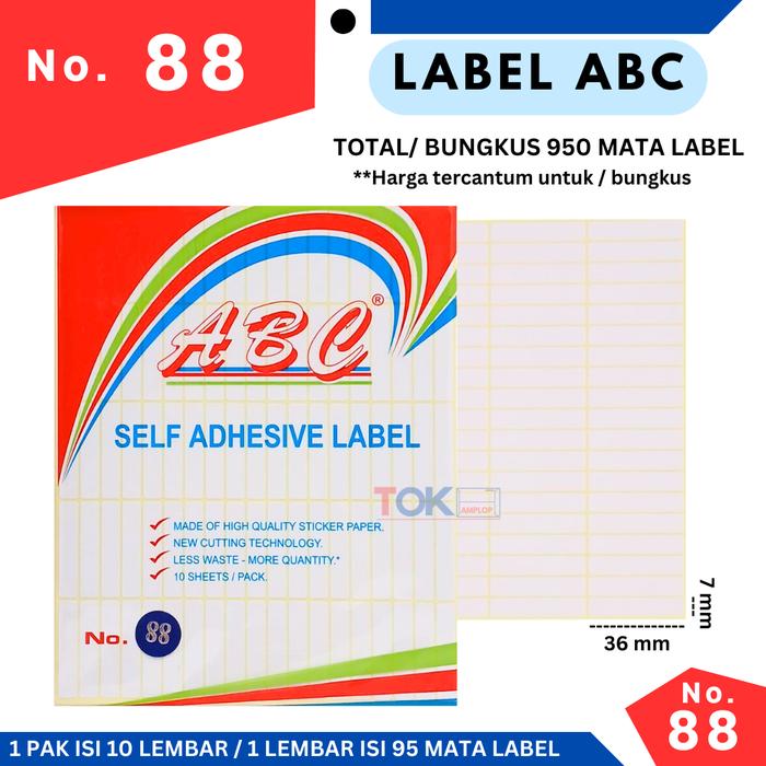 Jual Sticker Label ABC adhesive Lengkap - 88 - Jakarta Barat - Toko ...
