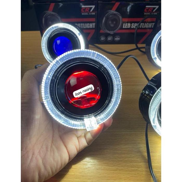 Gambar LAMPU BILED MATRIX X1 CR7 C656 SHROUD BULAT 3.5 INCH CAHAYA FLAT DENGAN KIPAS PENDINGIN - White-red, C656-3.5inch dari AUT0PART undefined Tokopedia