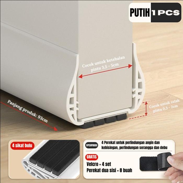 Gambar Strip Segel Penutup Celah Bawah Pintu 4 Lapis Sikat Bulu Efek Kedap Suara Dapat Di Cuci - Putih dari Case001 undefined Tokopedia
