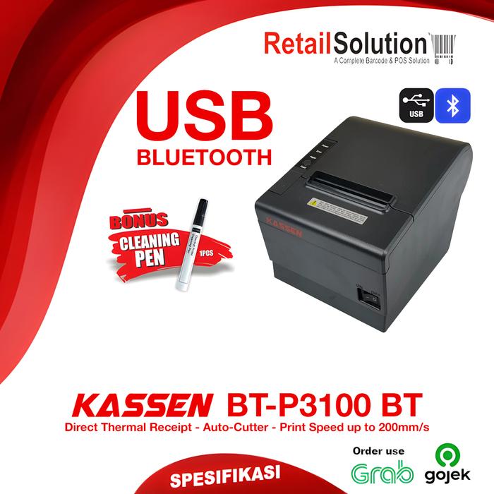 Gambar Printer Thermal Bluetooth 80mm - Kassen BTP3100 / BT-P3100 / BTP 3100 dari Retail Solution_NEW undefined Tokopedia