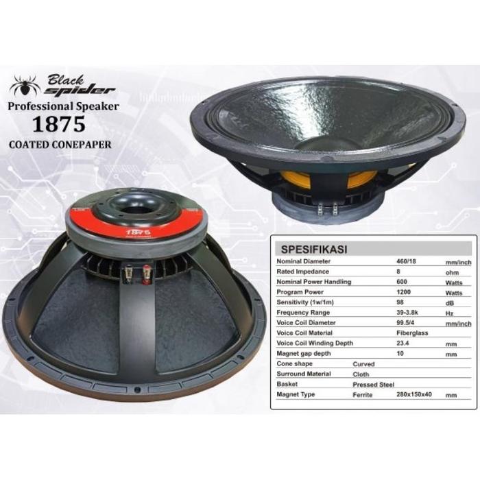 Jual Speaker Component Black Spider 1875 Profesional Speaker 18