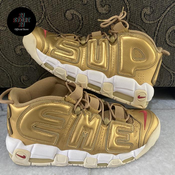 Sneaker Sepatu Nike Air More Uptempo Supreme Suptempo Gold Size 46