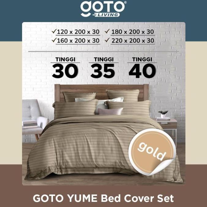 Gambar Bersahaja Shop- Goto Yume Bed Cover Sprei Bedcover Set Seprei Tencel Premium Lembut - GOLD, 180 X 200 X 30 dari Besahaja Shop undefined Tokopedia