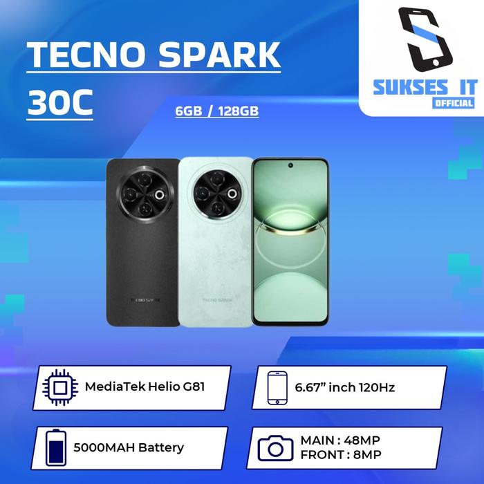 Gambar TECNO SPARK 30C RAM 6GB/128GB GARANSI RESMI ORI - NON BUNDLE, BLACK dari Sukses IT Official undefined Tokopedia