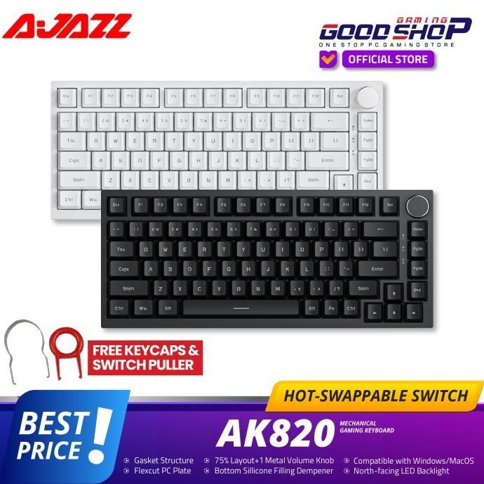 Gambar AJAZZ AK820 Monochrome 75% Keyboard Hotswapp With Gasket Mount - Black dari Rikoyama STOR undefined Tokopedia