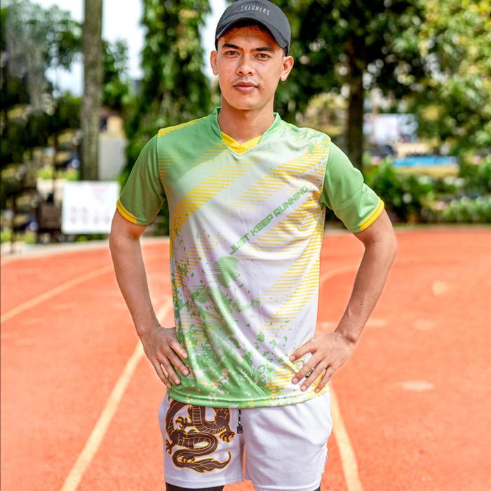 Gambar Kaos running jersey – kaos olahraga pria dry fit Sport - Hijau, S dari Markassale undefined Tokopedia
