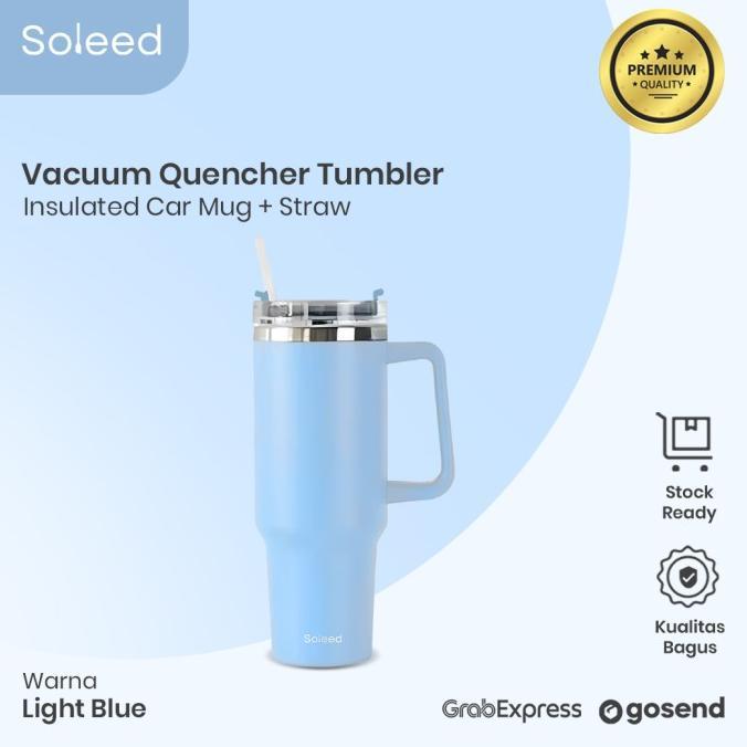 Gambar SOLEED Tumbler Quencher Vacuum Insulated Car Mug + Straw 1200mL YQ-A13 - Biru dari warung,zahra undefined Tokopedia