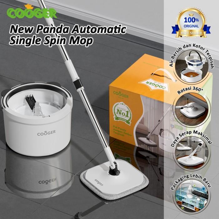 Gambar COOGER Pel Spin Panda Dual Clean Mop Spin Mop Upgrade Air Bersih dan Air Kotor Terpisah - Putih dari COOGER Official Store undefined Tokopedia
