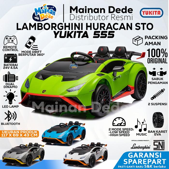 Gambar Mainan Mobil Aki Anak YUKITA 555 Lamborghini Huracan STO Lisensi - Hijau, DUS BAWAAN dari Mainan Anak Dede undefined Tokopedia