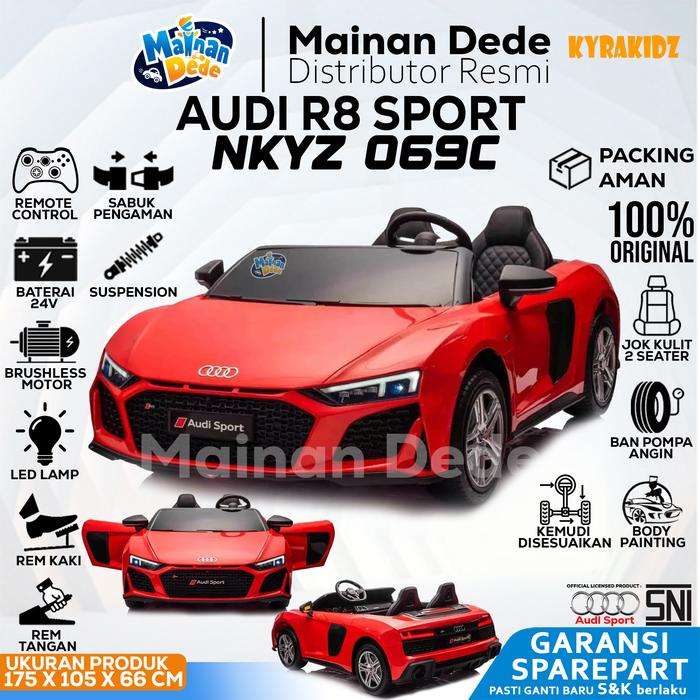 Gambar Mainan Mobil Aki Anak Audi R8 Sport NKYZ 069C Kyrakidz BIG SIZE - Merah, DUS BAWAAN dari Mainan Anak Dede undefined Tokopedia