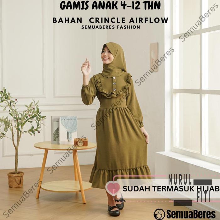 Gambar Gamis Anak LAILA Crincle Airflow 2-10 Tahun Model Susun Bahan Jersey Polos Terbaru 2023 Kecil Balita Remaja Tanggung Perempuan Cewe Set Baju Muslim Dress Jubah Manasik Haji Murah Warna Putih Hitam Sage TK SD SMP Usia Umur 4 5 6 7 8 9 10 11 12 Thn - Laila Army, S/6 dari Nurulfiti undefined Tokopedia