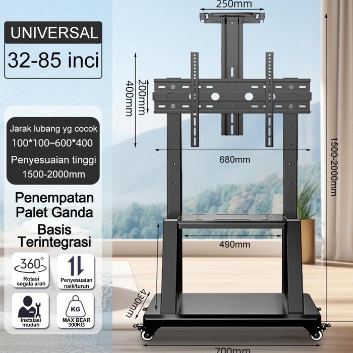 Gambar BEST Bracket Standing TV roda dorong LED TV 32- 85 Inci /Bracket standing roda LED TV BEST - 32"-85" dari BexStor undefined Tokopedia