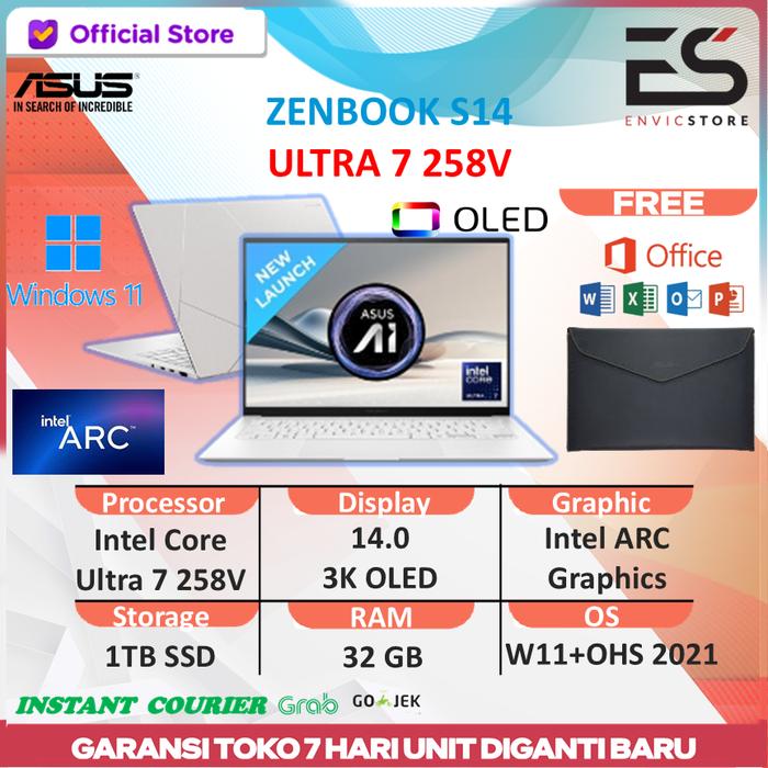 Gambar Asus Zenbook S14 OLED UX5406SA Touch Ultra 7 258V 32GB 1TB W11+OHS 14" 3K - STANDART dari ENVICSTORE undefined Tokopedia