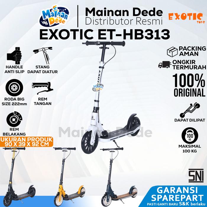 Gambar Scooter Anak EXOTIC SCOOTER BESI ET-HB313 (REM TANGAN SUSP) roda besar 200MM ET HB313 BEBAN 100KG - Putih, DUS BAWAAN dari Mainan Anak Dede undefined Tokopedia