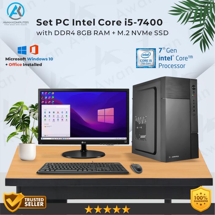 Jual Set PC Komputer Intel Core i5-7400 Gen-7 RAM 8GB SSD Rakitan