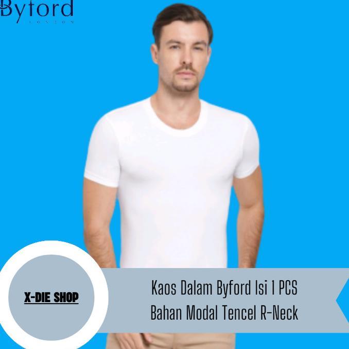 Gambar Kaos Dalam BYFORD isi 1 Pcs Bahan Modal Tencel Super Soft Hitam Putih - Putih, S dari GTman COOL Shop undefined Tokopedia