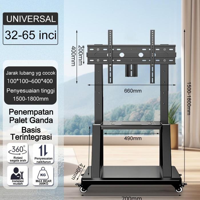 Gambar BEST Bracket Standing TV roda dorong LED TV 32- 85 Inci /Bracket standing roda LED TV BEST - 32"-65" dari BexStor undefined Tokopedia