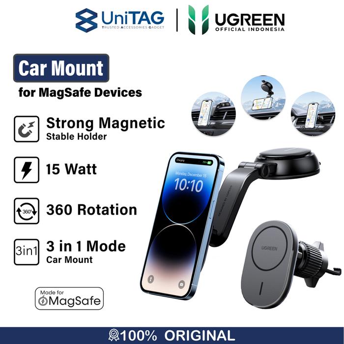 Gambar UGREEN Car Holder Magsafe Wireless Charger 15W Penyangga Pengisi Daya HP Mobil - 15W dari UniTAG Store undefined Tokopedia