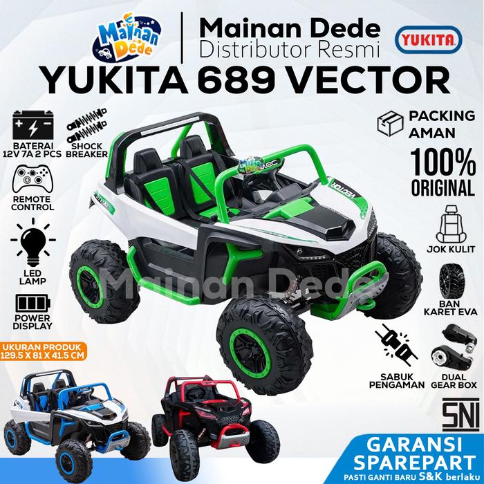 Gambar Mainan Mobil Aki Anak Yukita 689 VECTOR 24V  yukita689 / VECTOR UNIKID UK836 12V - Hijau, EXTRA PACKING dari Mainan Anak Dede undefined Tokopedia