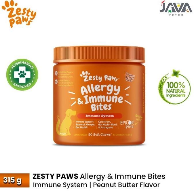 Gambar Zesty Paws Allergy Immune Bites - Vitamin Anjing Allergy Peanut Butter 360g - 10 chew dari toko ariestha undefined Tokopedia