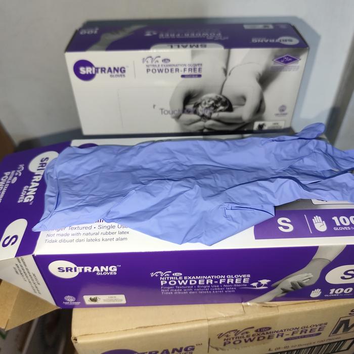 Sarung Tangan Medis Nitrile powder free Safeglove blueple isi 100 XS