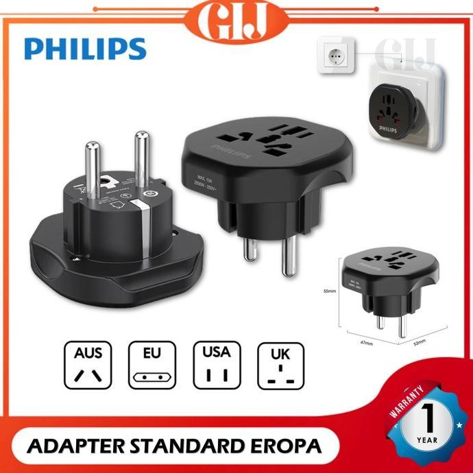 Gambar New PHILIPS Steker Travel Adaptor Unil Over Steker Colokan Kaki 2 Kaki 3 Terlaris - SPS1002A INDO dari fancyaishop undefined Tokopedia