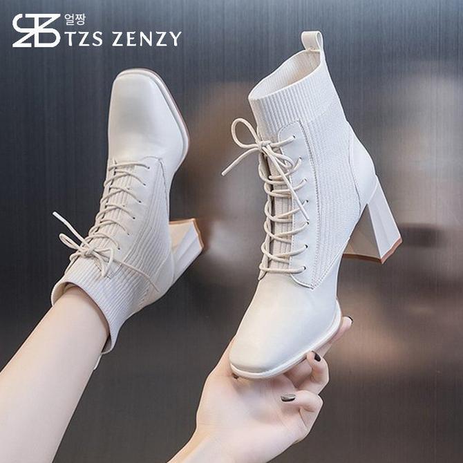 Gambar ! TZS ZENZY CLARINE HEELS KOREA DESIGNED - SEPATU BOOTS HEELS WANITA - - Cream, Size 36 dari SNEAKER FANATIKS undefined Tokopedia