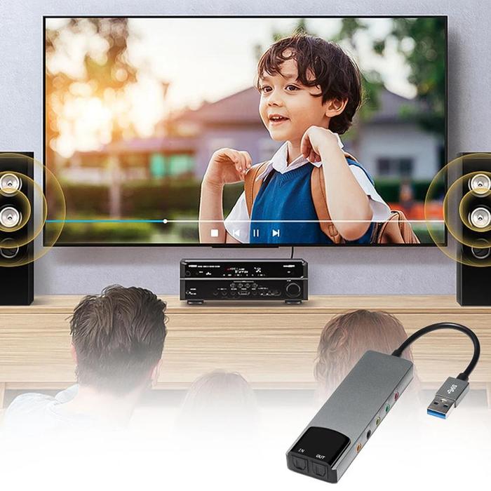 Gambar Good Multi-Function USB External Fiber Optic Sound Card 5.1 Channel Aluminum Alloy Sound Card Movie TV Audio Plug And Play dari Various Fire undefined Tokopedia