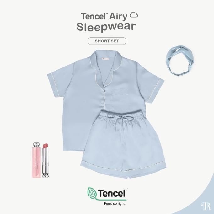 Gambar TENCEL AIRY SLEEPWEAR Short Set Premium Pajamas Piyama Korea Pendek Terlaris - Cloud dari Mira Haven undefined Tokopedia