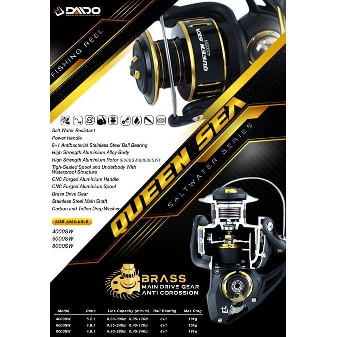 Gambar SPESIAL REEL DAIDO QUEEN SEA SALTWATER RESISTANCE UKURAN 4000 6000 8000 MURAH - 4000 dari Fishing Gear Store undefined Tokopedia
