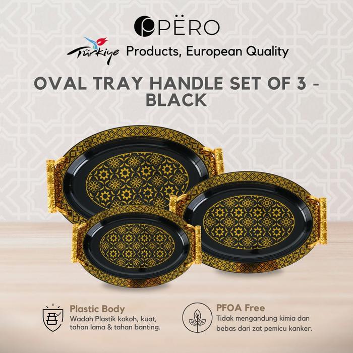Gambar Pero Turkish Serving Oval Tray Set of 3 / Wadah Nampan Saji Isi 3pcs - Black dari Pero Indonesia undefined Tokopedia